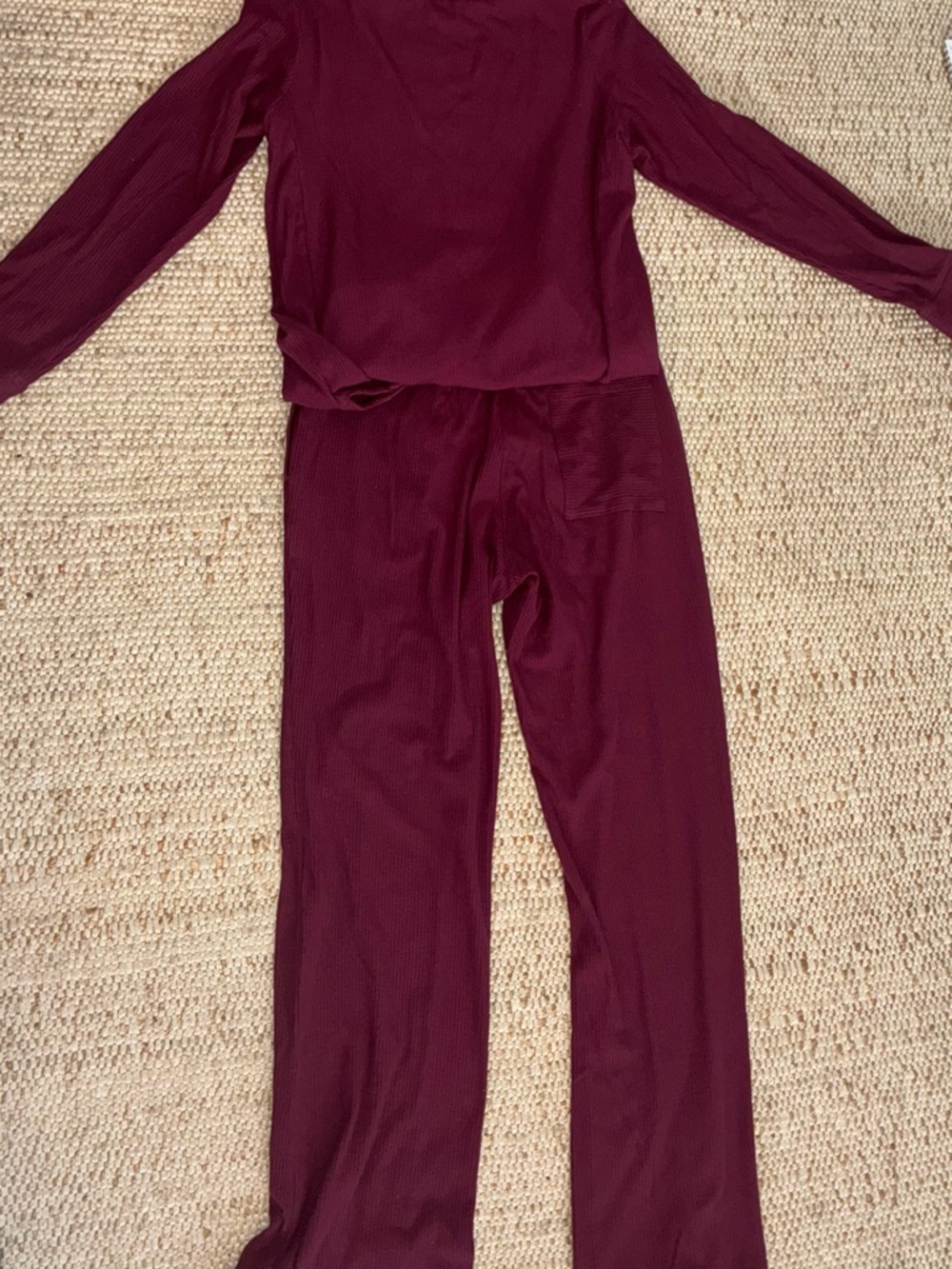 EUC Tommy John Burgundy Ribbed Lounge Set Small Medium Pajama Matching Set - Picture 8 of 14